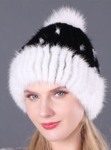 Mink Hats Ladies Winter Mink Fur Hats Fox Fur Balls