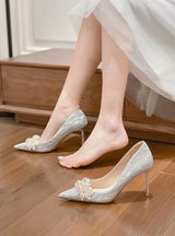 Thin-heeled Pointed Bridal Shoes