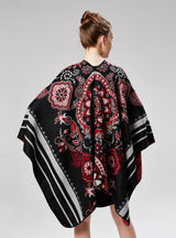 Women Ethnic Flowers Shawl Large Cloak