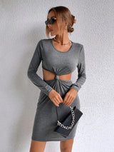 Sexy Openwork Kink Long Sleeve Dress