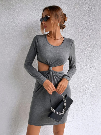 Sexy Openwork Kink Long Sleeve Dress