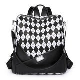 Plaid Soft Leather PU Leisure Backpack