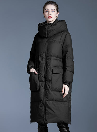 Loose Hooded Long Padded Down Jacket