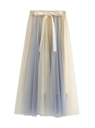 Women Spliced Gauze Skirt