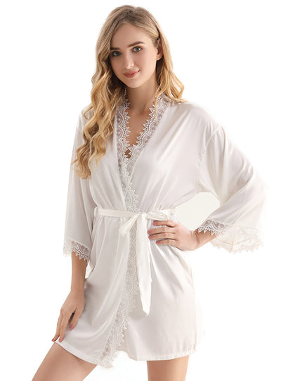 Imitation Silk Satin Robe Bathrobe Pajamas