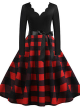 Women V-Neck Print Long Sleeves Dress