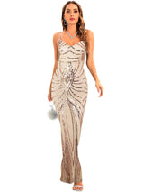 Sexy Suspender Retro Sequined Dress