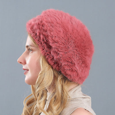 Rabbit Fur Hat Winter Ladies Warm Hat