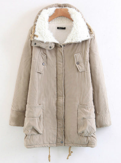 Long Cotton-padded Jacket Warm Cclothes With Hat