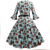 Retro Printed Round Neck Short Sleeve Dress