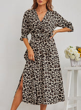 Short Sleeve Leopard Print Dress