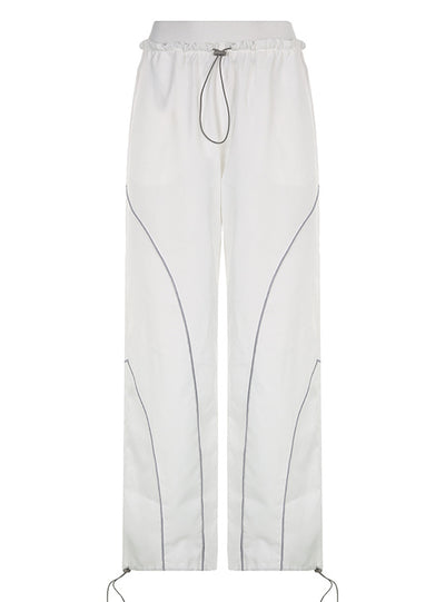 Stitching Elastic Waist Wide-leg Pants