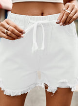 Slim Elastic Waist Denim Casual Shorts