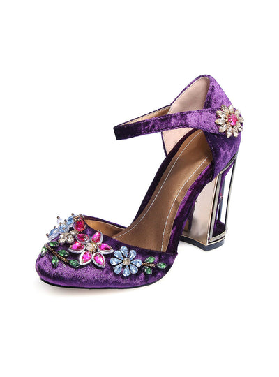 Floral Pumps Cutouts Bird Cage High Heel Crystal 
