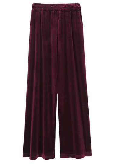 Velvet Trousers Elastic Waist Loose Wide Leg Pants