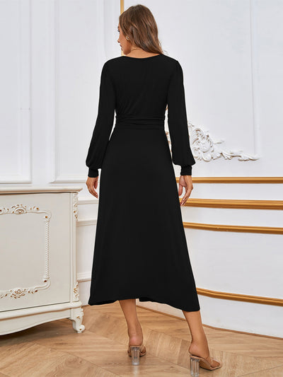 Sexy V-neck Slit High Waist Slim Dress