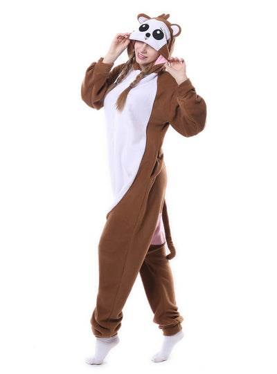 Brown Monkey Onesie Pajama Animal Sleepwear 