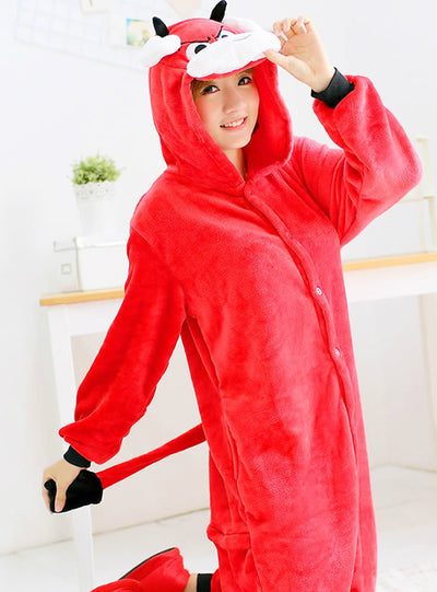 Siamese Pajama Animal Cartoon Cute Red Bull