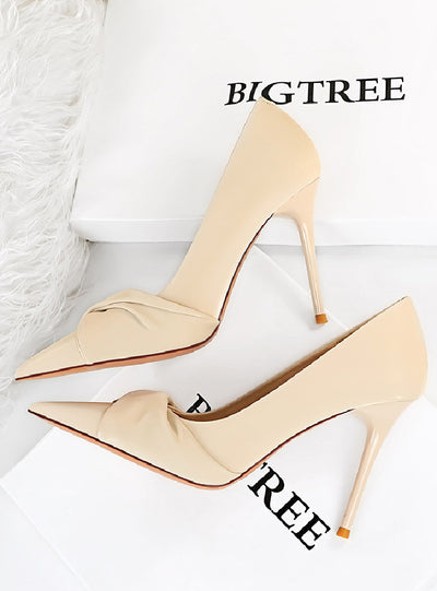 High-heeled Shallow Pointed Bow Shoes