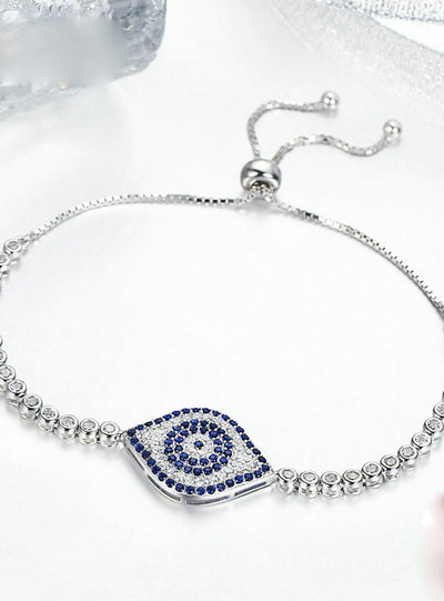 925 Sterling Silver God Eyes Tennis Bracelet Clear 