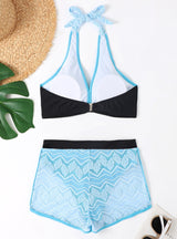 Hollow Solid Color Sexy Mesh Swimsuit