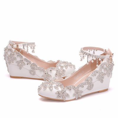 Diamond Beaded Tassel High-heeled Wedding Shoes