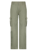 Waist Slim Retro Pocket Tooling Casual Pants