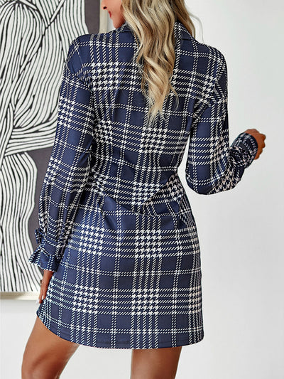 Long Sleeve Plaid Shirt Dress