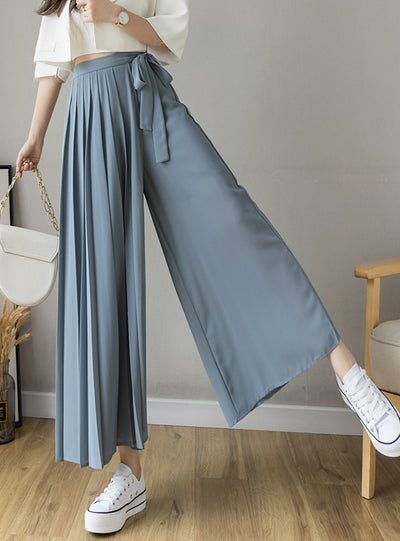 Women Pleated Chiffon Trousers Plus Size High Waist Pants