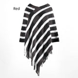 Women Fringe Sweater Cloak Plaid