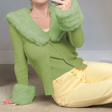 Thin Furry Knitted Cardigan Sweater Women