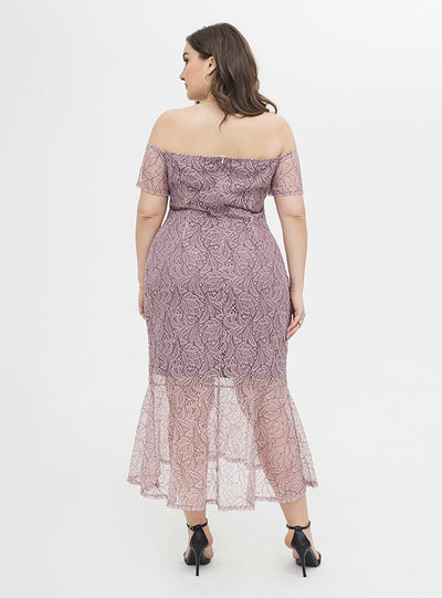 Pink Mermaid Lace Off the Shoulder Party Dress