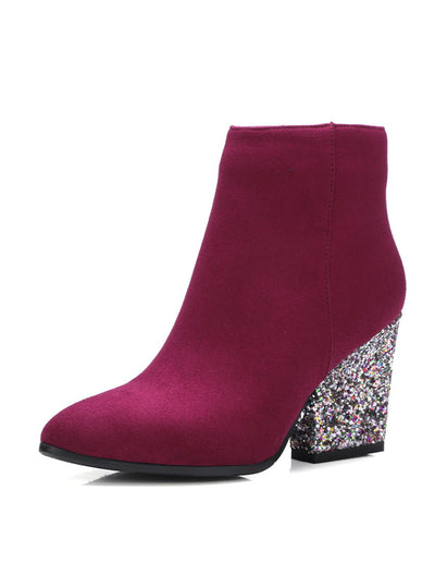 Ankle Boots Zipper Pointed Toe Glitter Martin Boots