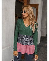 V-neck Splicing Top T-shirt