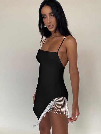 Tassel Bodycon Womens Sexy Club Party Night Mini Dress