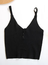 Umbilical Solid Color Sling Knitted Vest