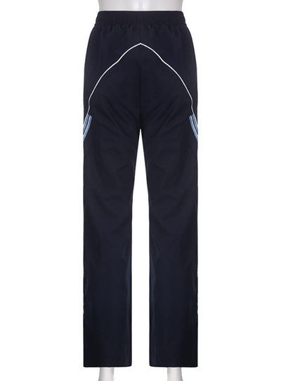 Striped Loose Elastic Waist Sports Pant