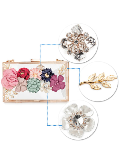 Women Acrylic Flower Clutches Crossbody Purse