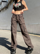 Waist Embroidery Multi-pocket Tooling Jeans