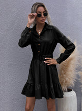 Collar Solid Color Shirt Dress