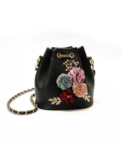 Flowers Bucket Bags Mini Shoulder Bags With Chain 