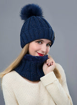 Knitted Caps Scarves Men Female Sets 2 Pieces
