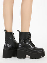 Foam-soled Round Head High-heeled Martin Boots