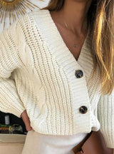 Long Sleeve Button Cardigan Knitted Sweaters Coat