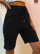 Casual Solid Color Elastic Drawstring Short Pants