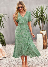 A-line V-neck Wrapped Dress