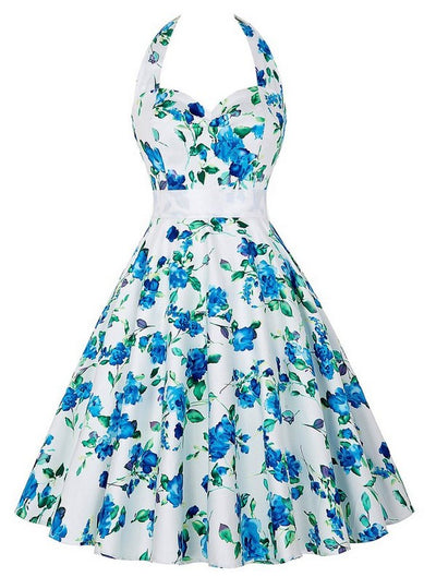 Retro Printed Sling Dress