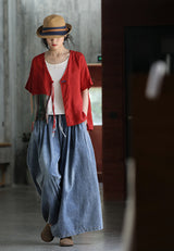 Women Loose-laced Wide-leg Jeans