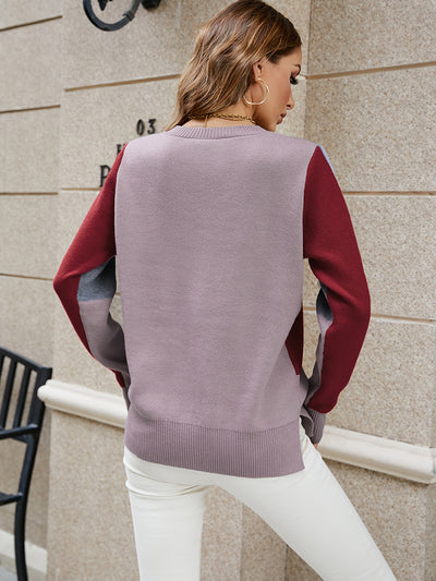 Pullover Stitching Contrast Sweater