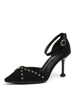 Single Shoes Buckle Pointed Heel Rivet